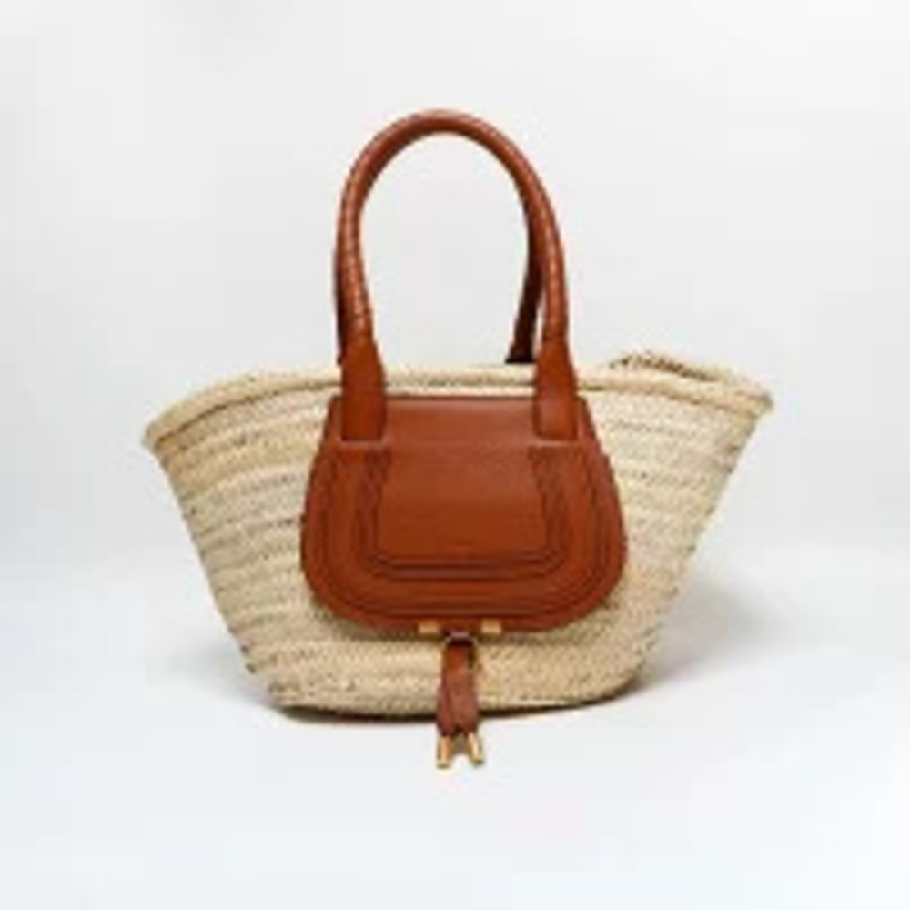 Chloe bag Marcie beige Straw Tan shoulder raffia